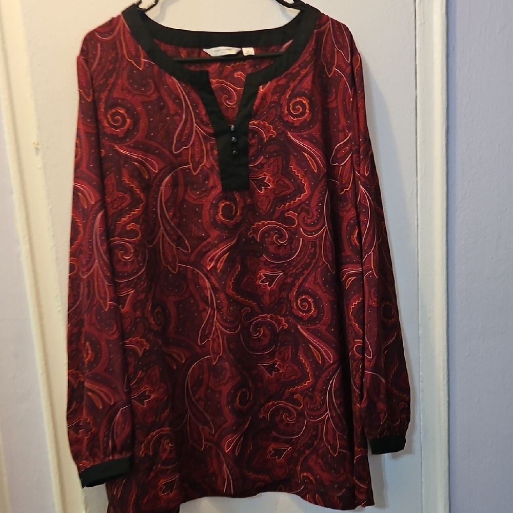 Liz Claiborne Burgundy Paisley Blouse